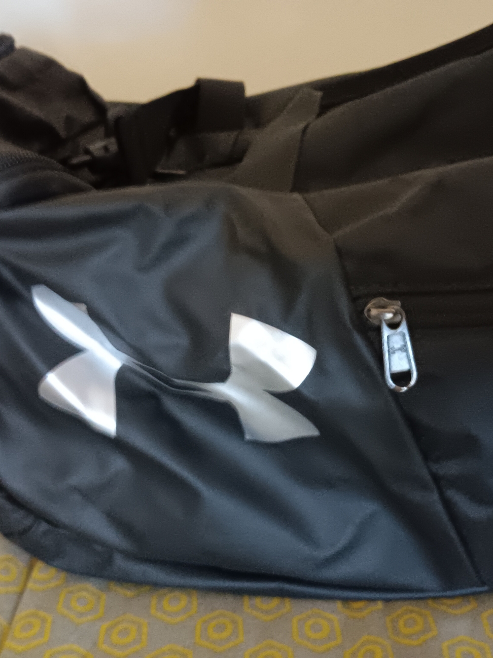 Under Armour Black Duffel with Silver Logo Accent